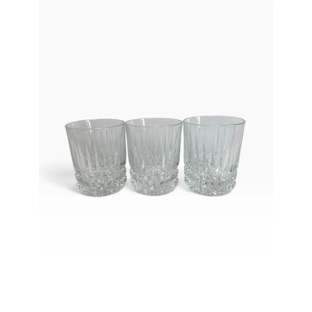 Set of 3  Fostoria Heritage Double Old Fashioned Glasses Clear Crystal